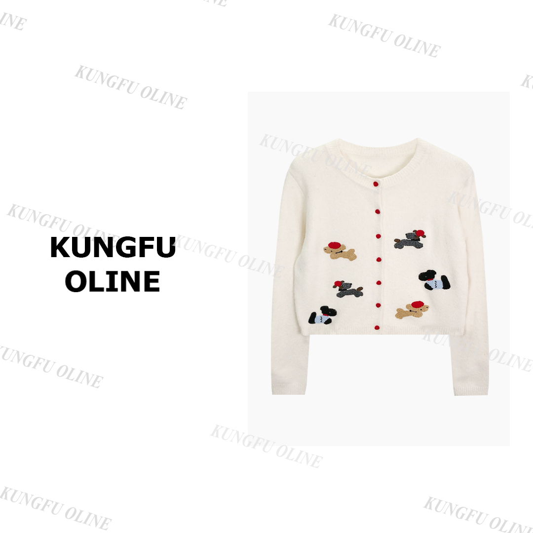 现现【小妖】KS7967复古提花秋冬百搭设计师长袖针织开衫毛衣新