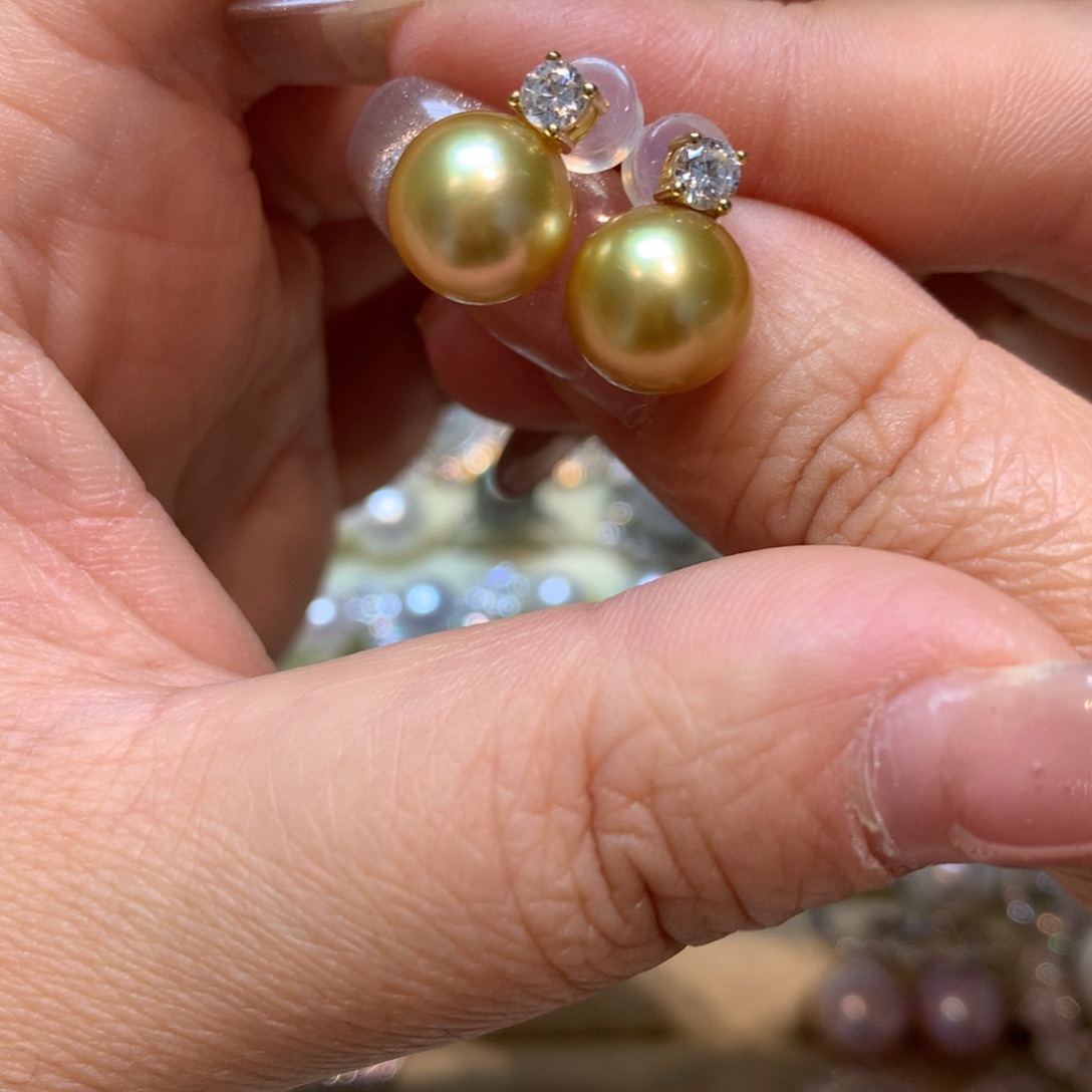 海水珍珠耳饰银S925镶嵌