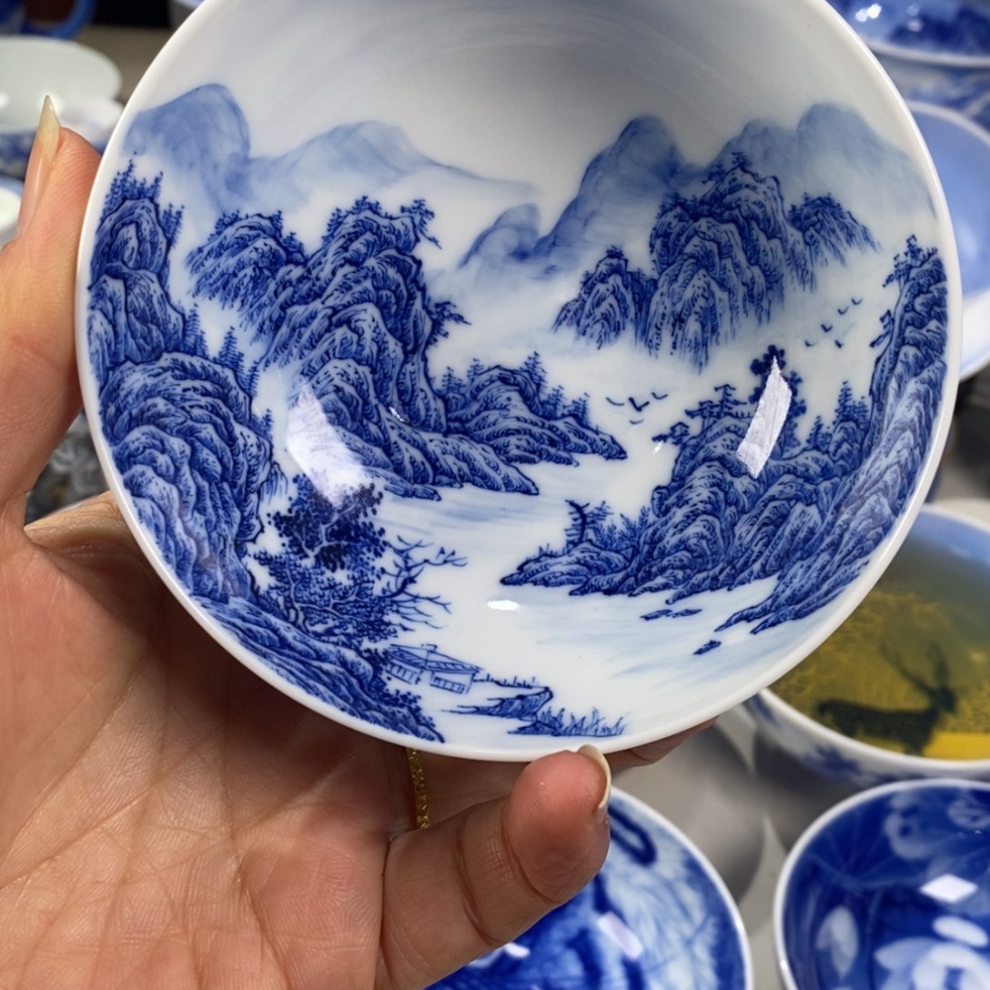 青花山水主人杯杯