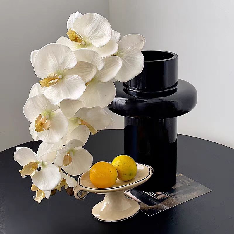 003复古小蛮腰简约小众高级感奶油黄玻璃花瓶.