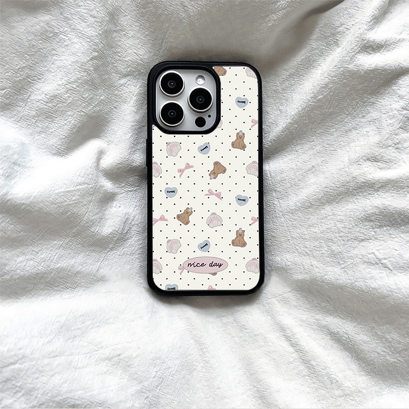 新款蝴蝶结小熊韩系ins风手机壳适用苹果16pro小米15/14/13一加红