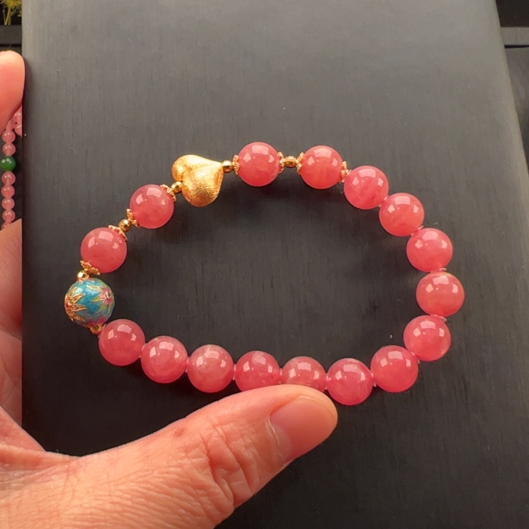 未镶嵌菱锰矿（红纹石）手串