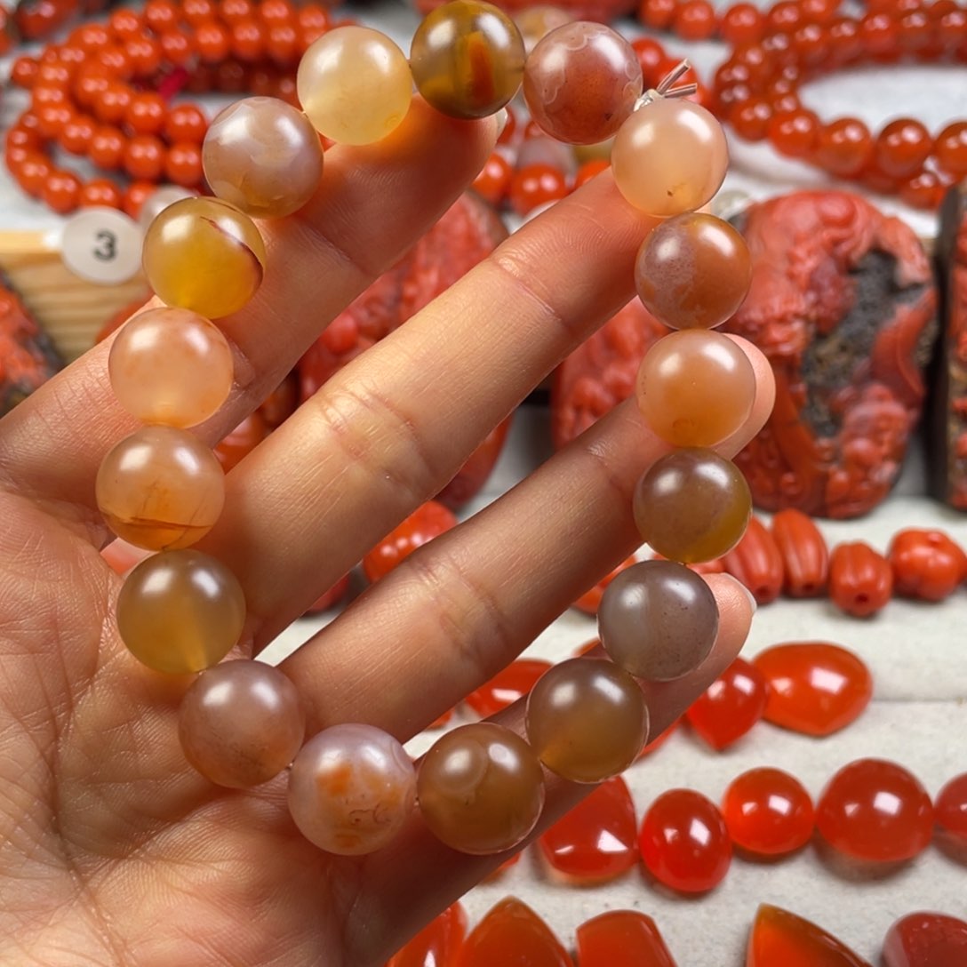 玛瑙/玉髓天然原矿保山蒲票多宝单圈卡12未镶嵌