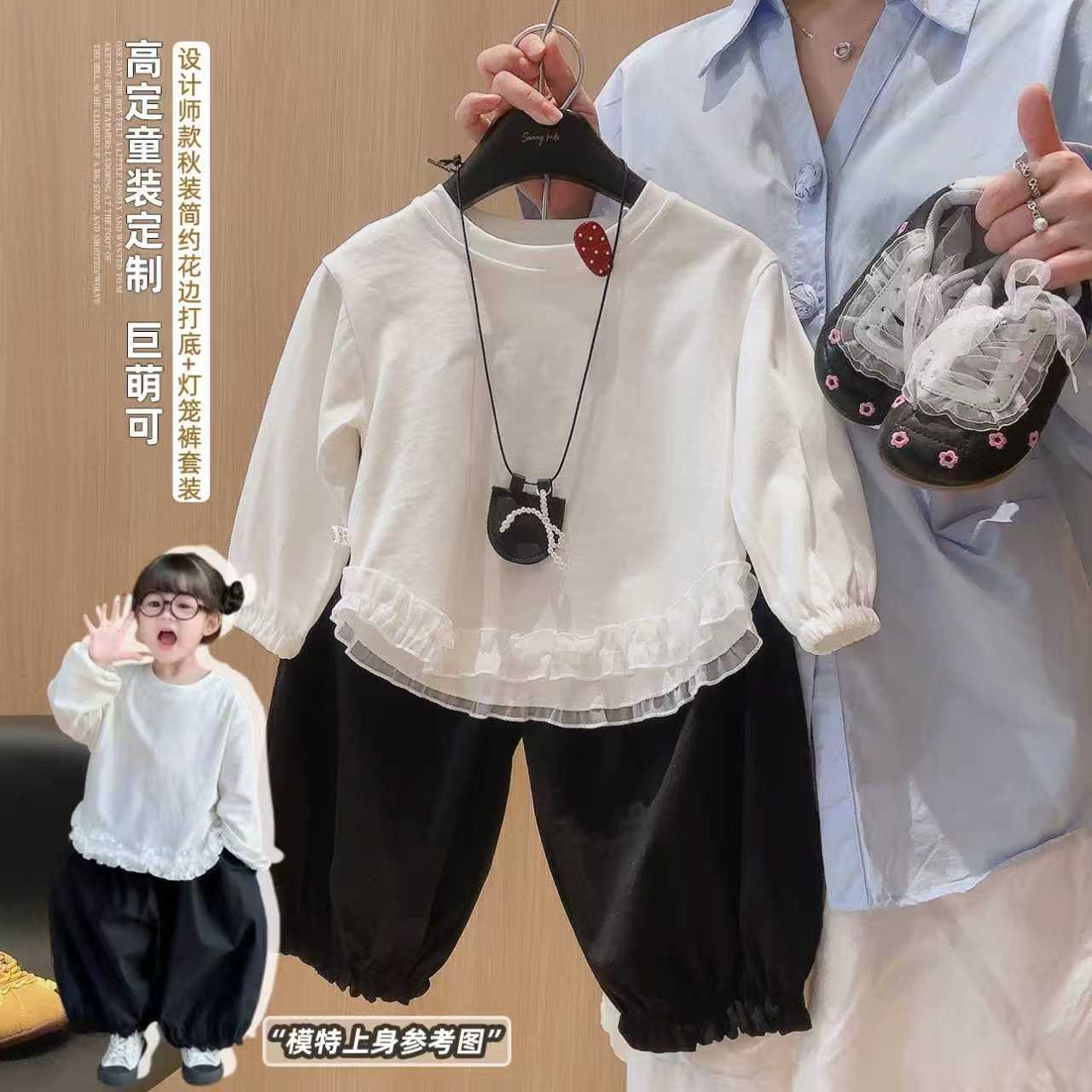 韩国童装女童泡泡袖衬衫2025新款儿童洋气甜美花边娃