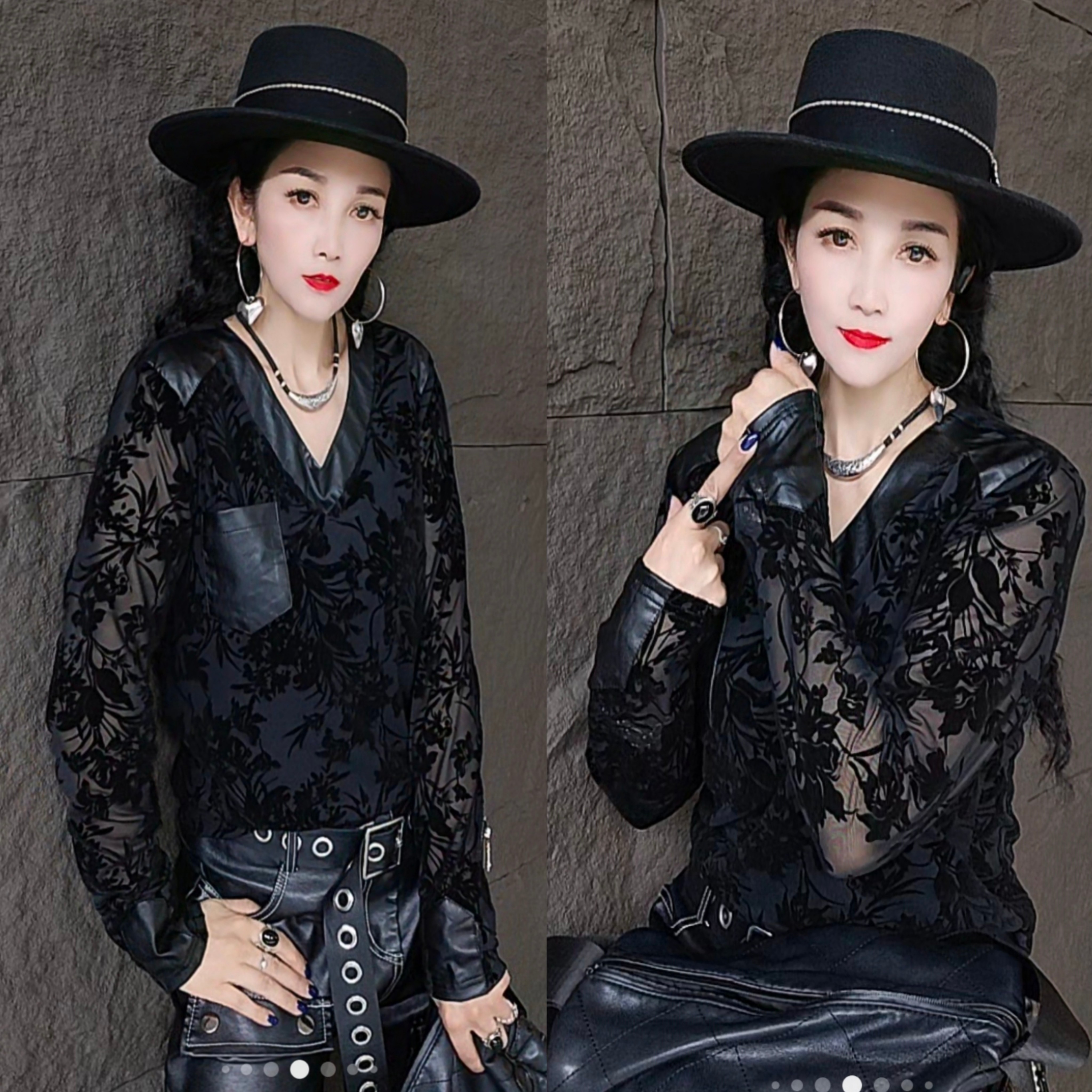 张姐家潮牌早秋款长袖上衣107蕾丝款百搭时尚