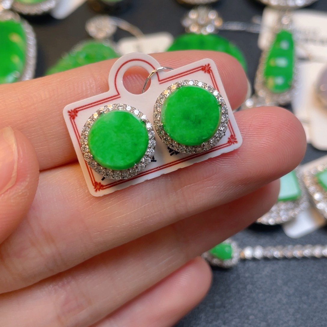 翡翠银S925镶嵌吊坠(不含链)中*李耳钉