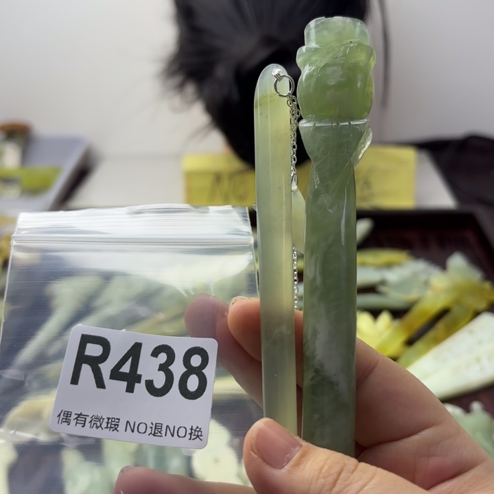 蛇纹石玉发饰合金抖**音