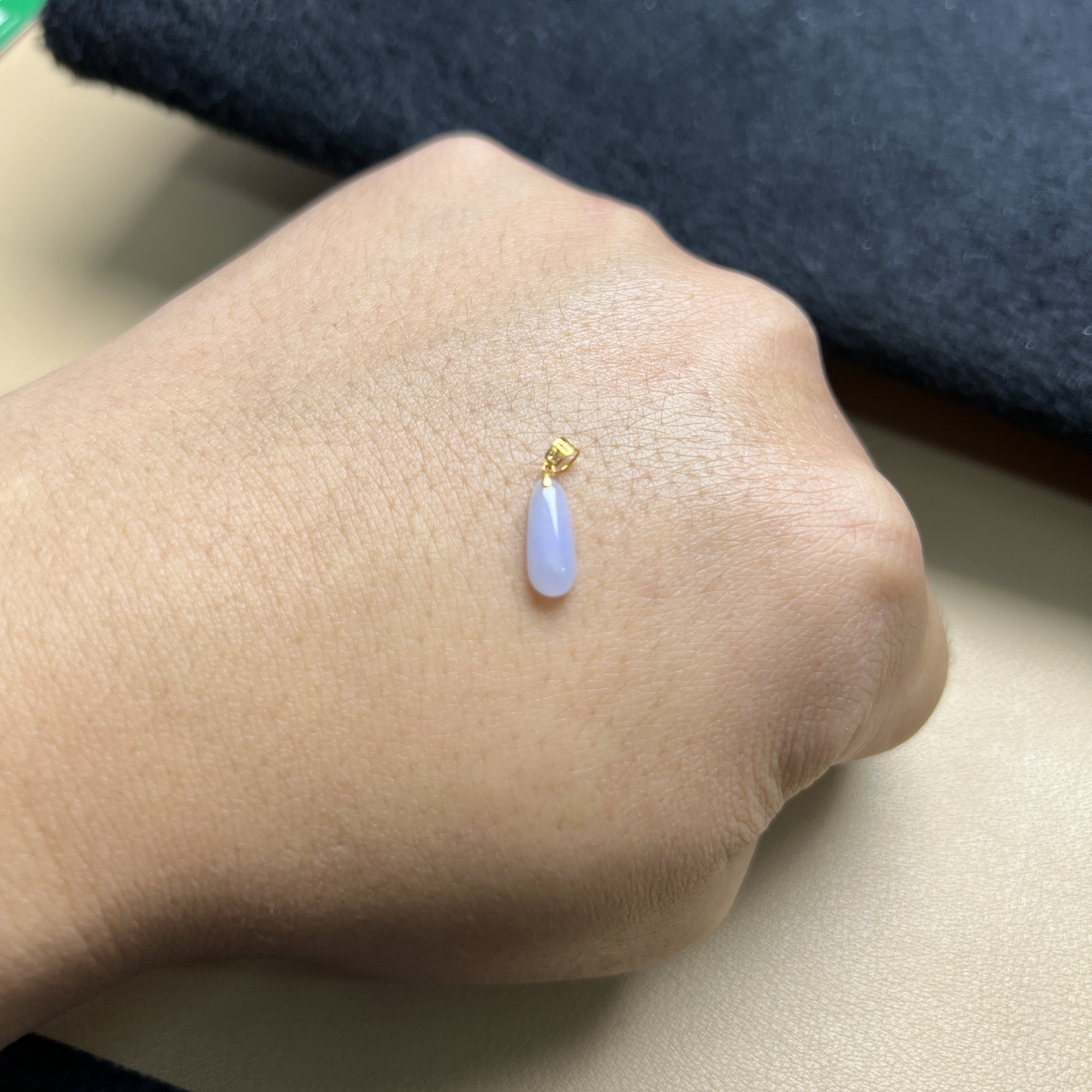 翡翠吊坠冰种随形福瓜粉紫18K金事业向上高贵精致素款