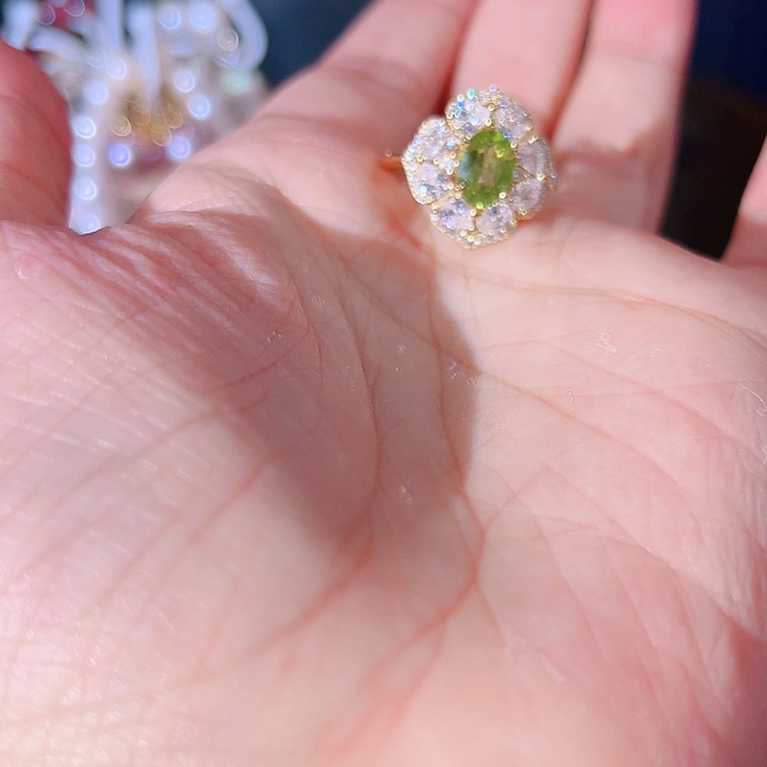 橄榄石戒指银S925镶嵌