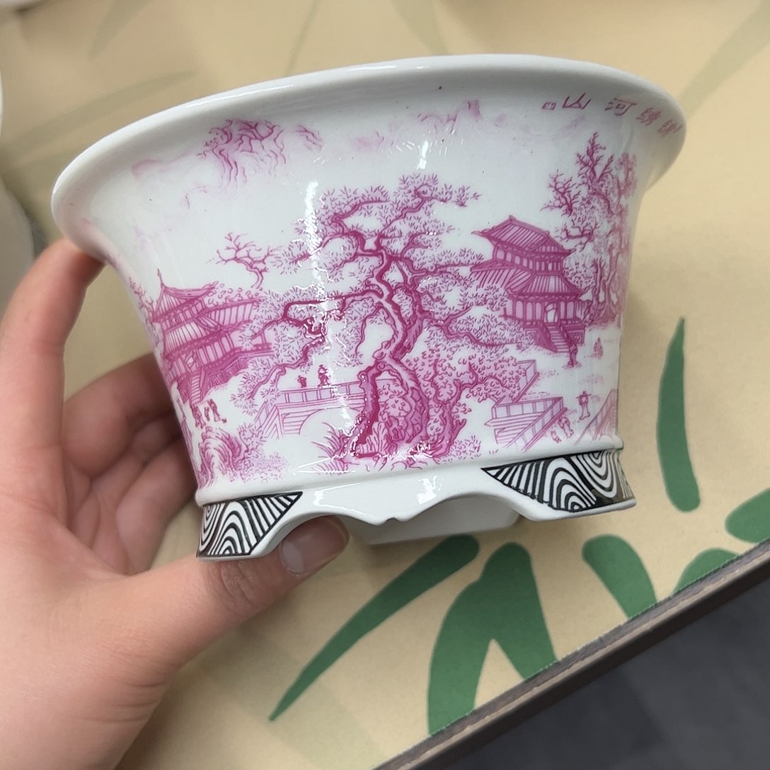 紫砂花盆456号瑕疵15/8cm里面小裂纹