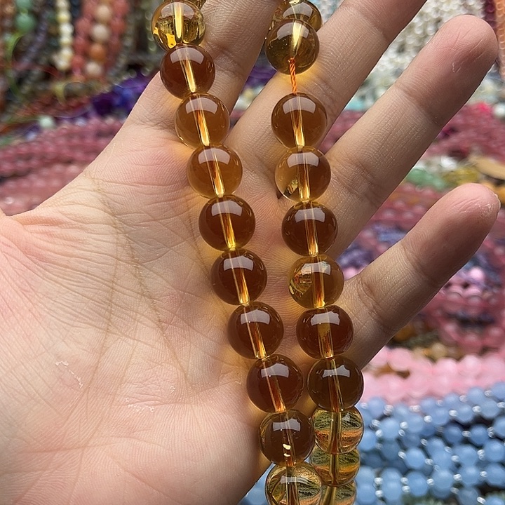 玛瑙/玉髓未镶嵌珠宝半成品一条12mm左右净体黄水晶