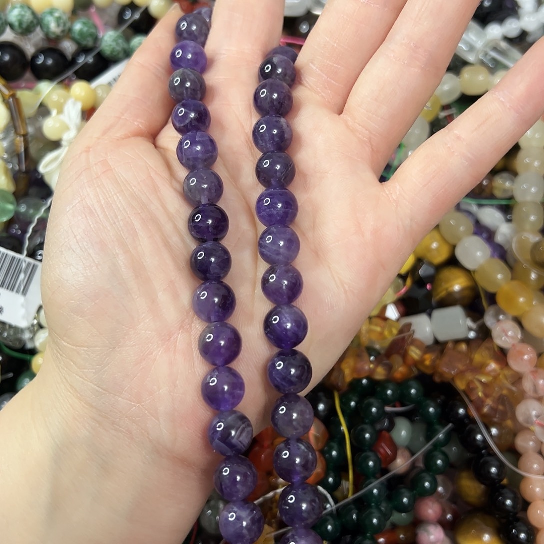 玛瑙/玉髓未镶嵌珠宝半成品，卡10紫水晶一条