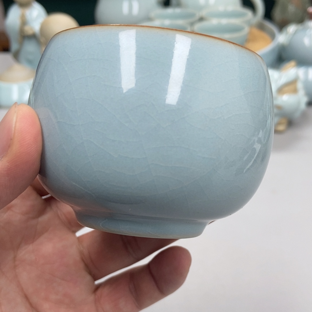 瓷天青色张君老师瑕大肚杯