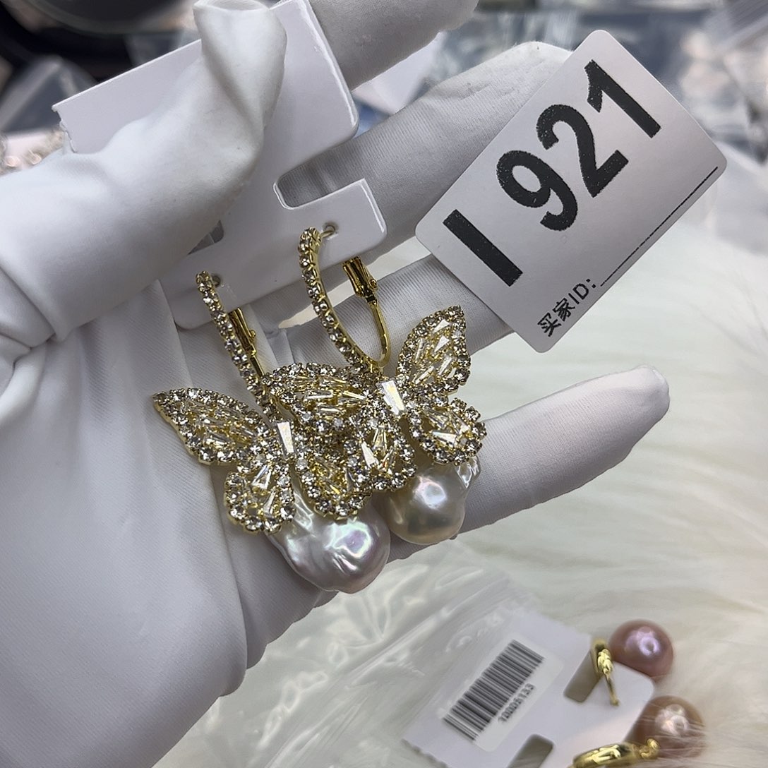 合金淡水珍珠耳饰