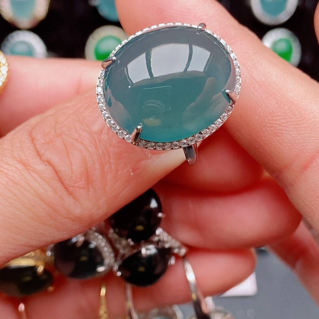 翡翠戒指银S925镶嵌095441588