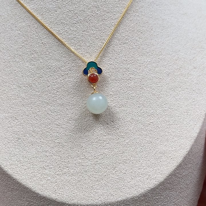 和田玉珠宝奇石银S925镶嵌8.8赠银链