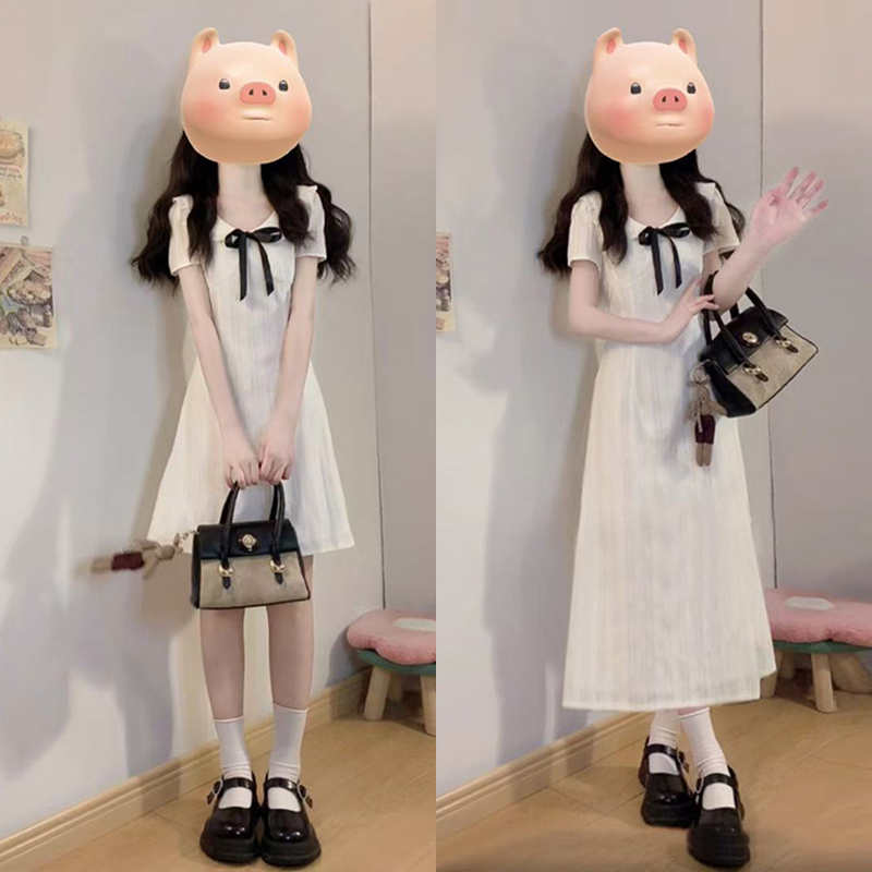 独特漂亮掐腰白色连衣裙子女装穿搭2025新款今年流行爆款长裙2847