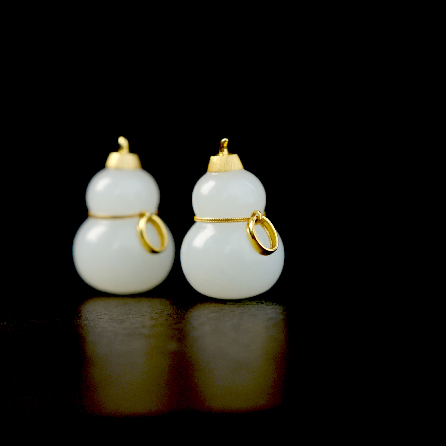 和田玉葫芦吊坠立体18k镶嵌设计感金色玉石颈饰多样性发一件