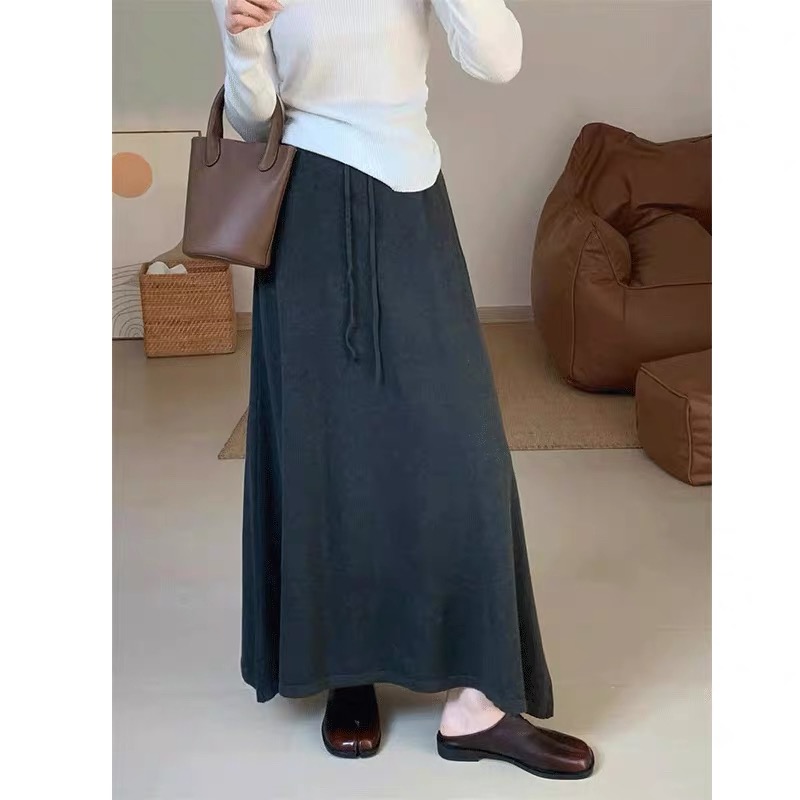 高货加绒羊绒半身伞裙