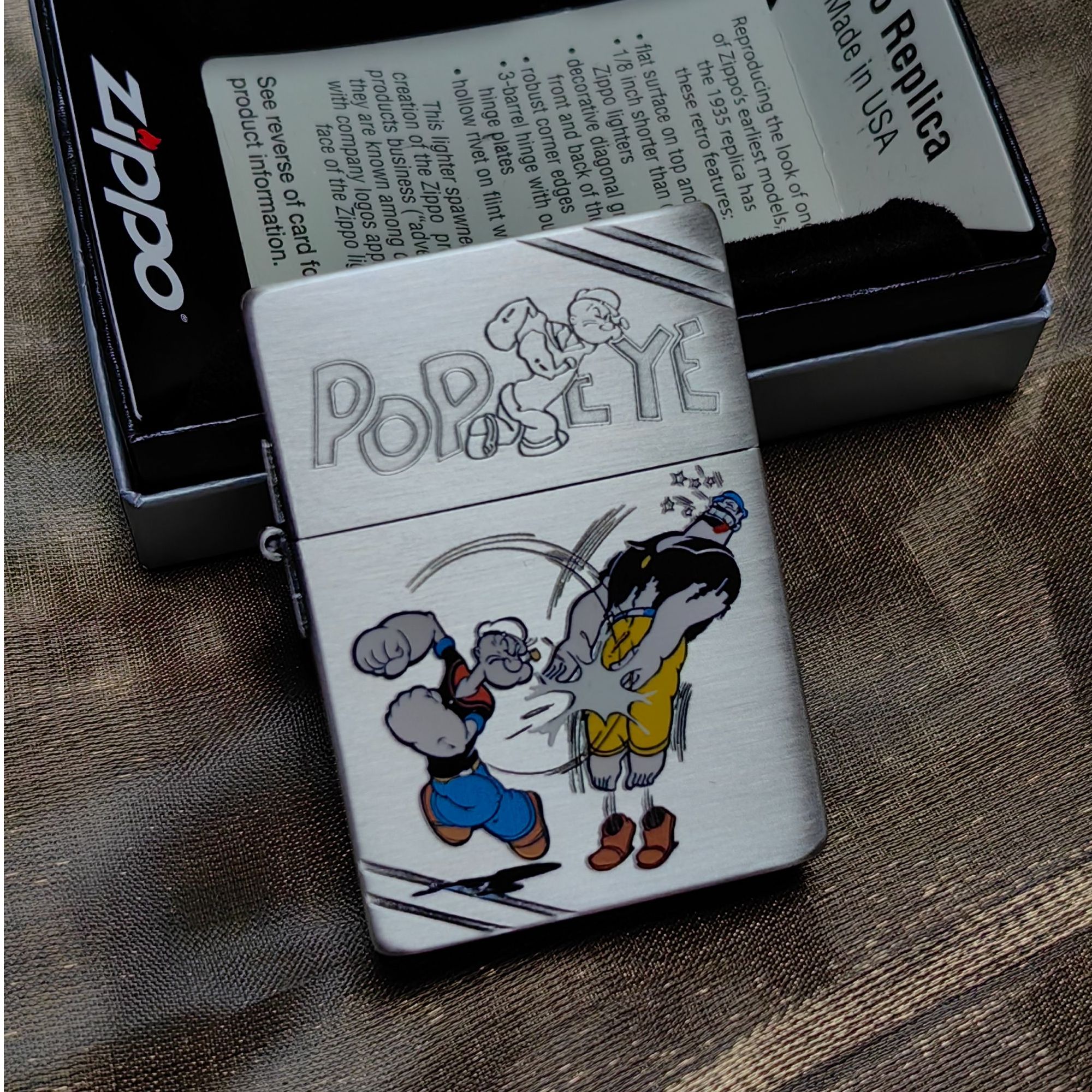 ZIPPO 打火机正品 1935熏银彩绘大力水手1 0236