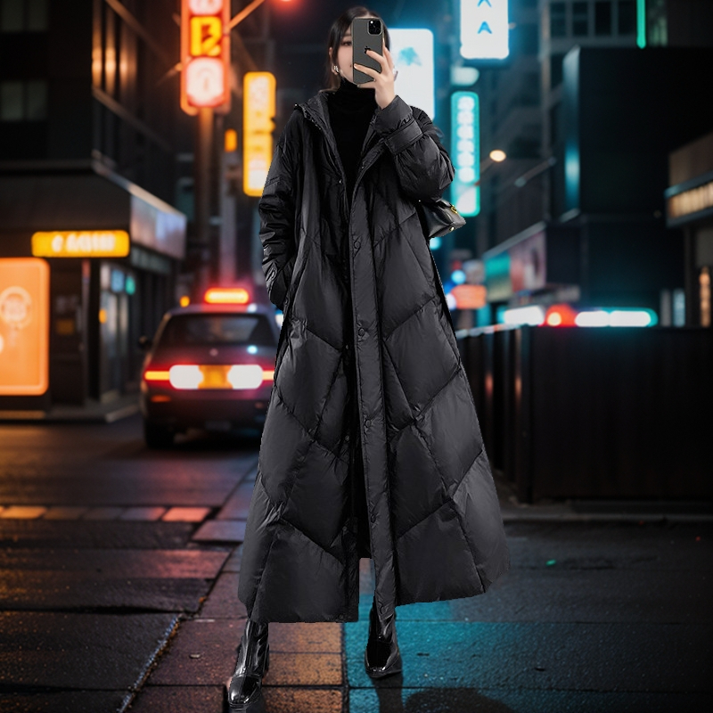 外套连帽中长款加厚保暖过膝冬季大码时尚休闲宽松潮流韩版冬装棉