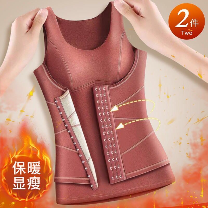 冬季德绒加厚保暖背心女塑身美体强力收腹打底内衣恒温发热加绒