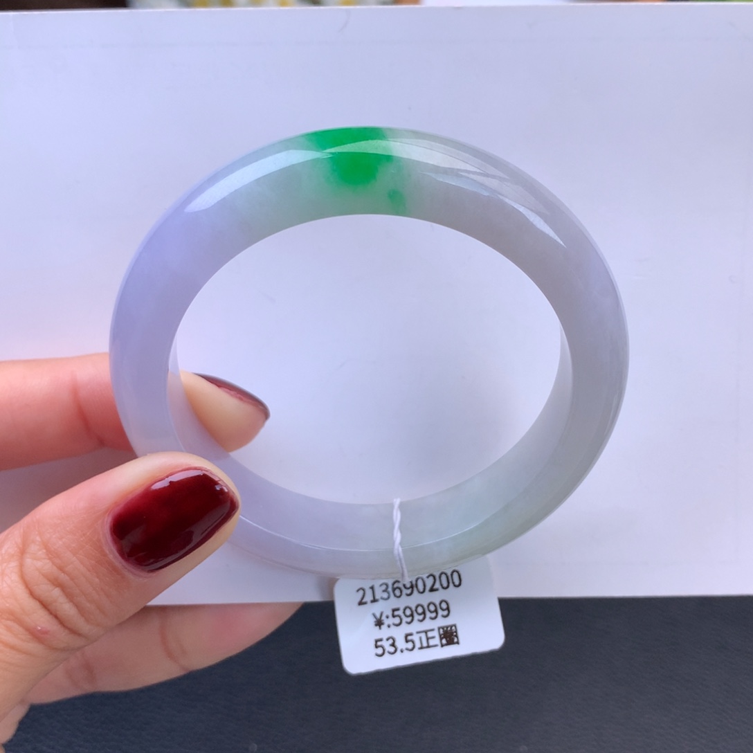 翡翠手镯未镶嵌糯冰紫底飘翠手镯