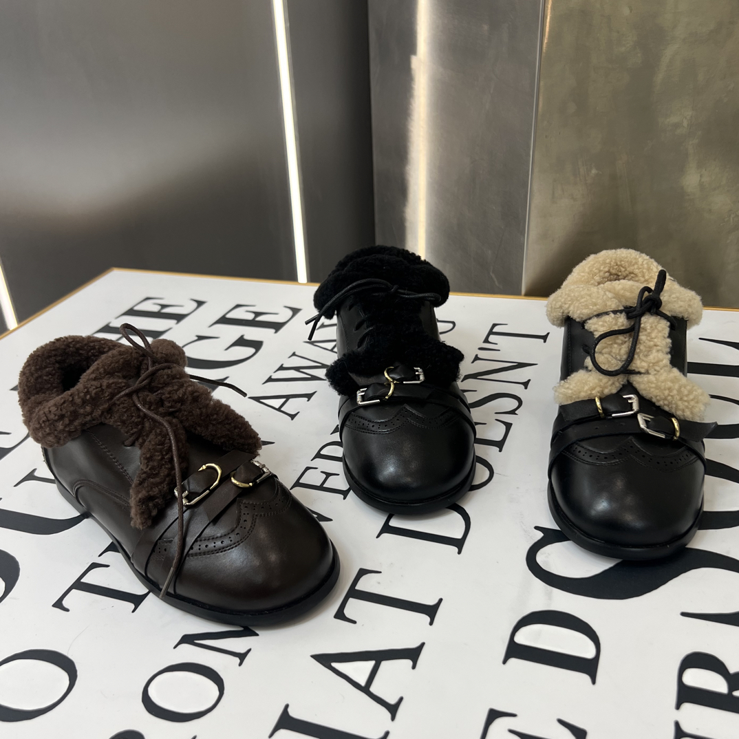 赫本风冬天也要穿上美美的乐福鞋蝴蝶卡扣设计时尚加绒款