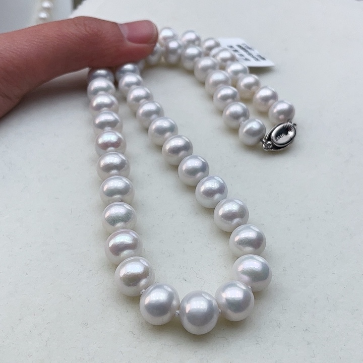 淡水珍珠颈饰银S925镶嵌卡10极光冷白高品