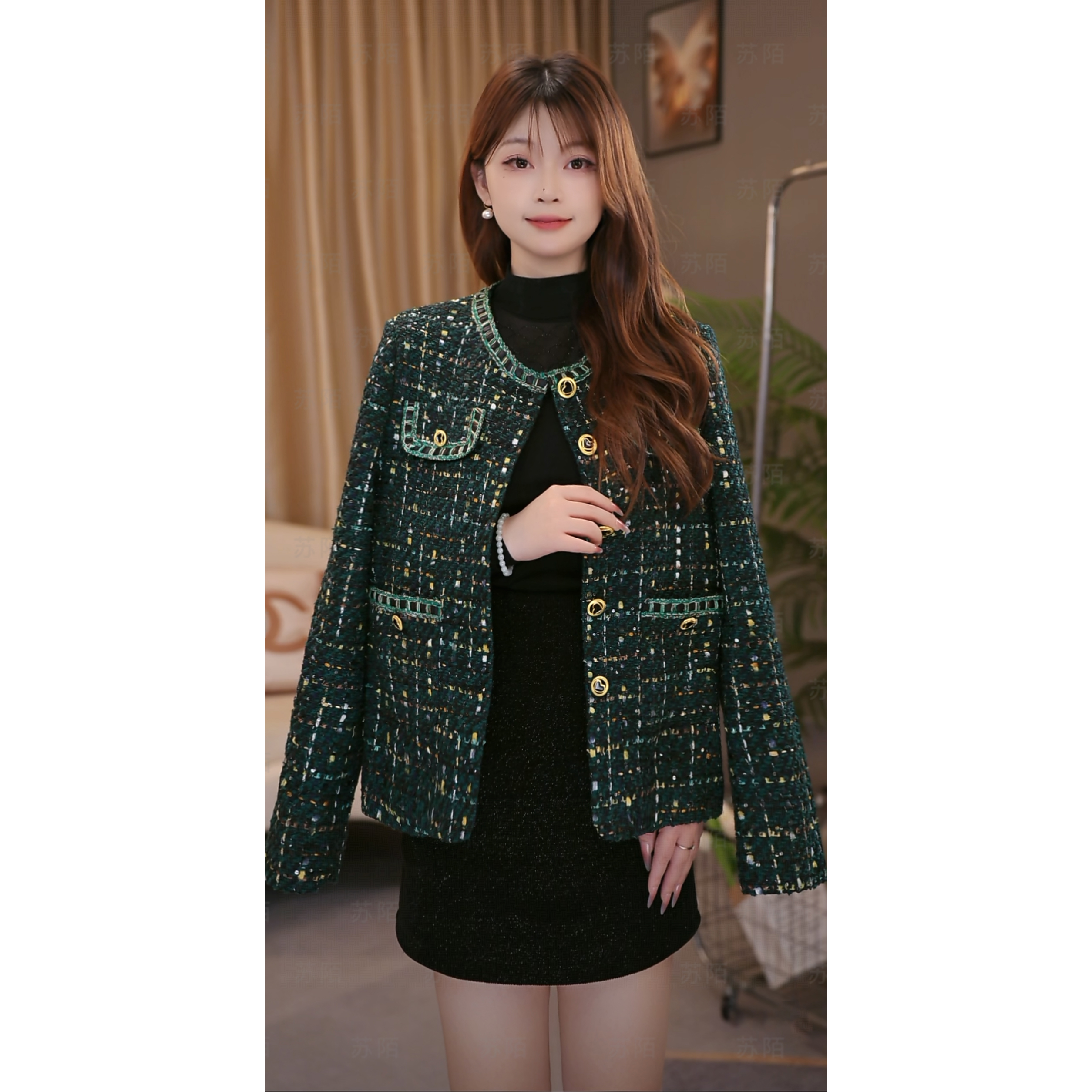 清法式小香风外套轻奢短款时尚2025新款小个子气质百搭洋气粗花呢