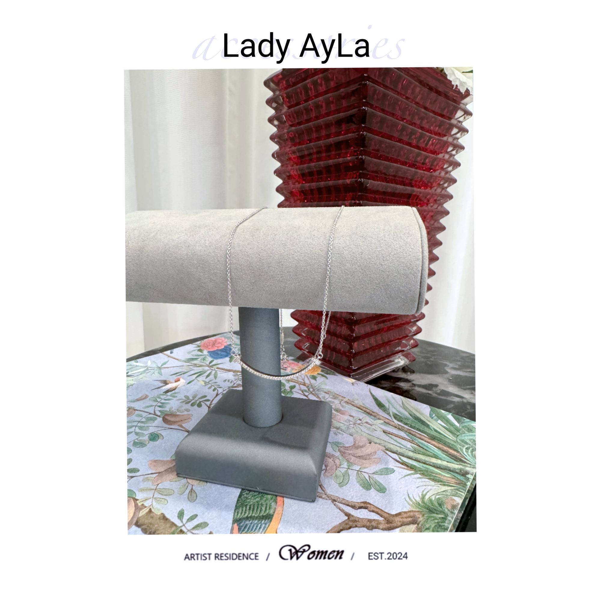 坠链均925银合成锆石 微笑满钻轻奢时尚镶嵌T项链AL1024/AL1024B