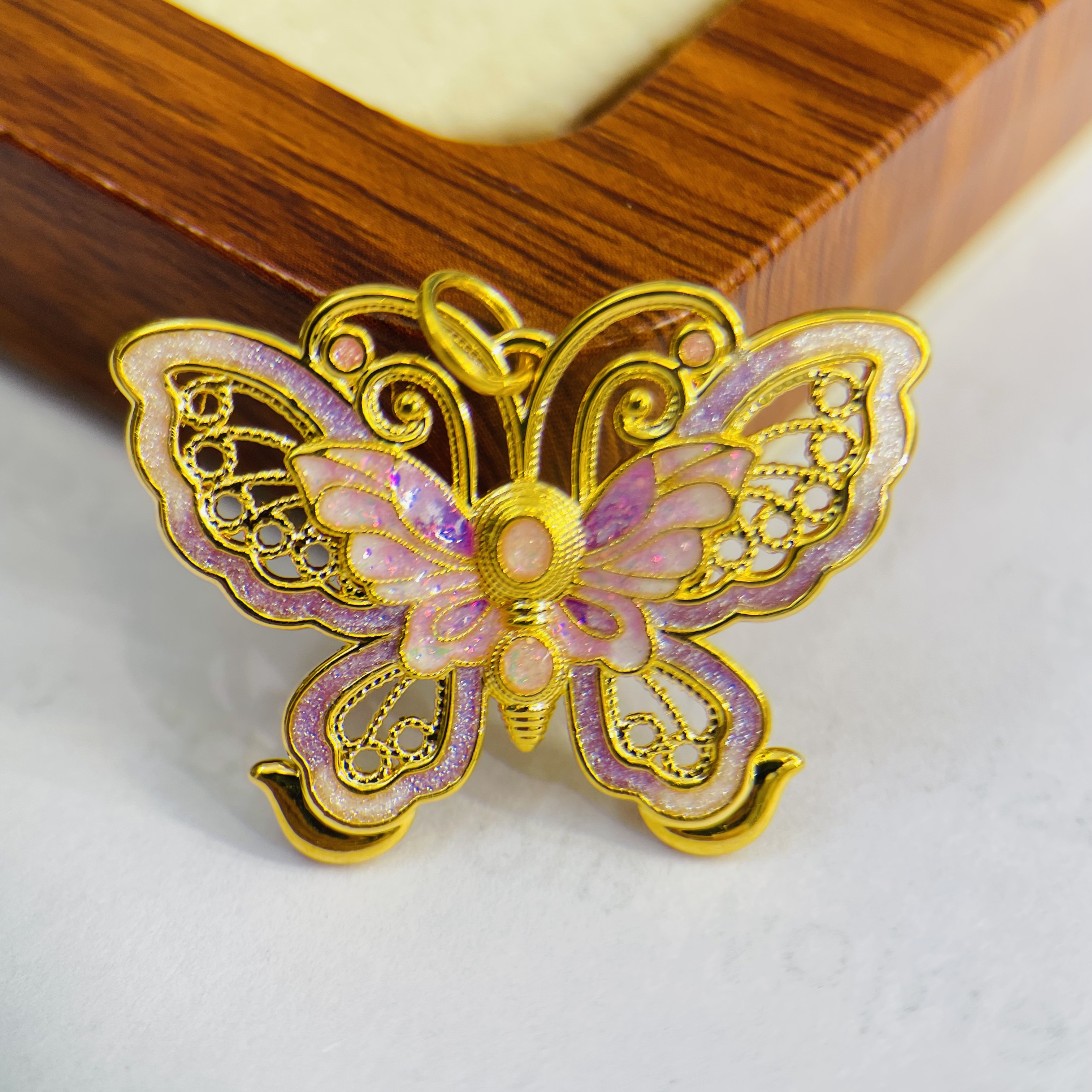 黄金足金999紫蝶飞DP3178-01650