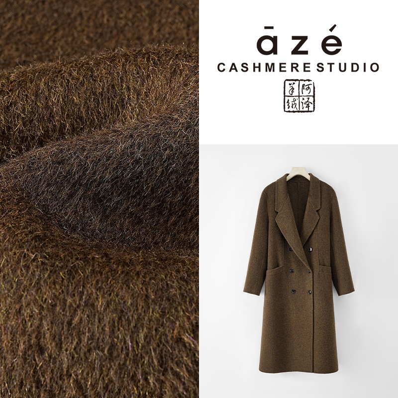 时尚女士宽松中长款双面呢百搭加厚翻领冬季毛呢外套88275