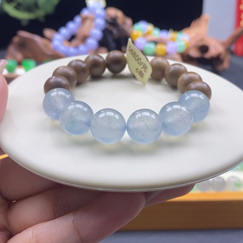 【闪购商品】沉香木手串冰蓝底手串卡12+