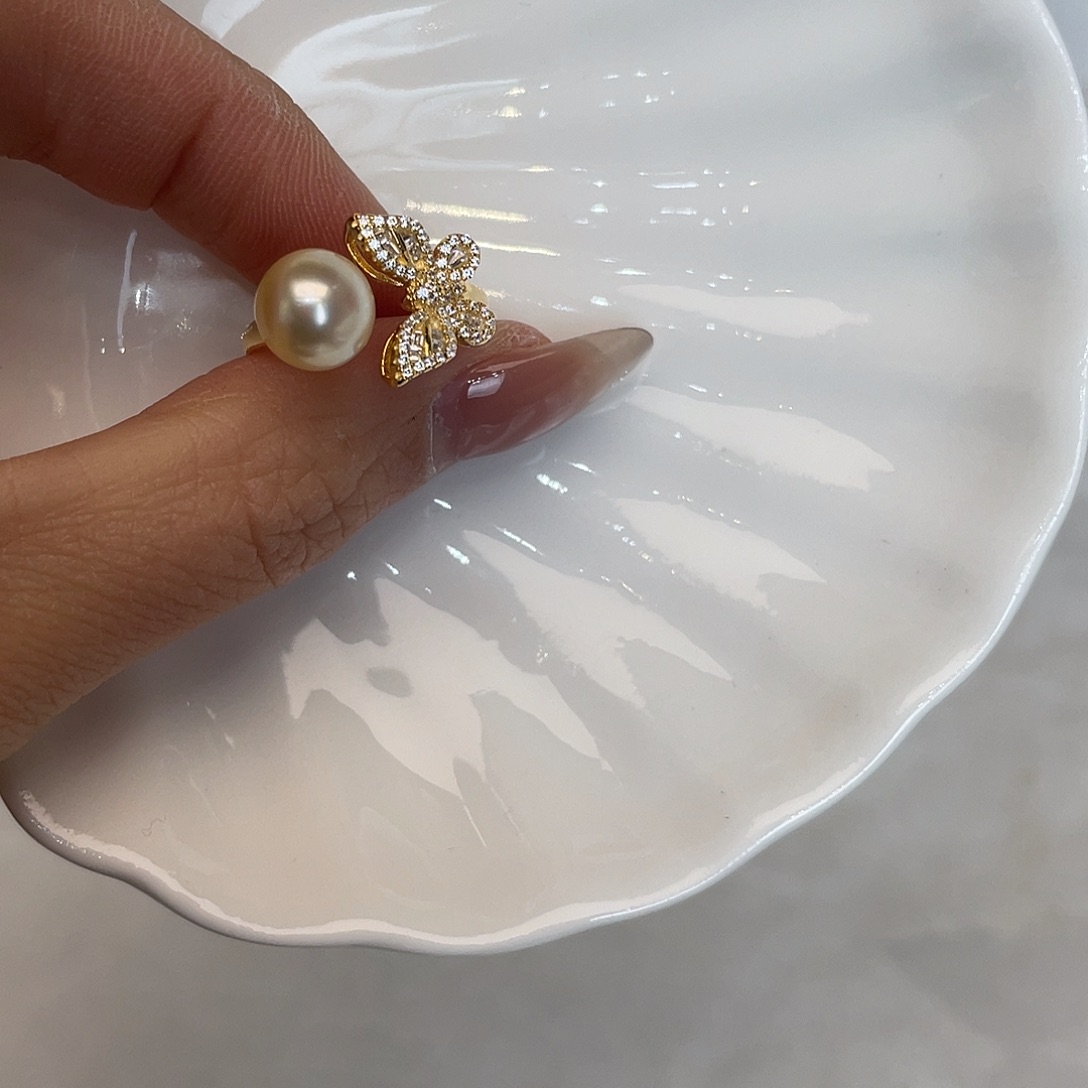 海水珍珠戒指银S925镶嵌