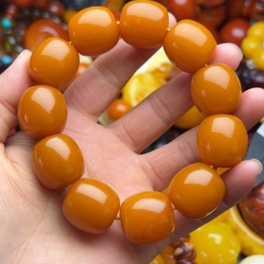 琥珀（花珀）手串未镶嵌蜜蜡