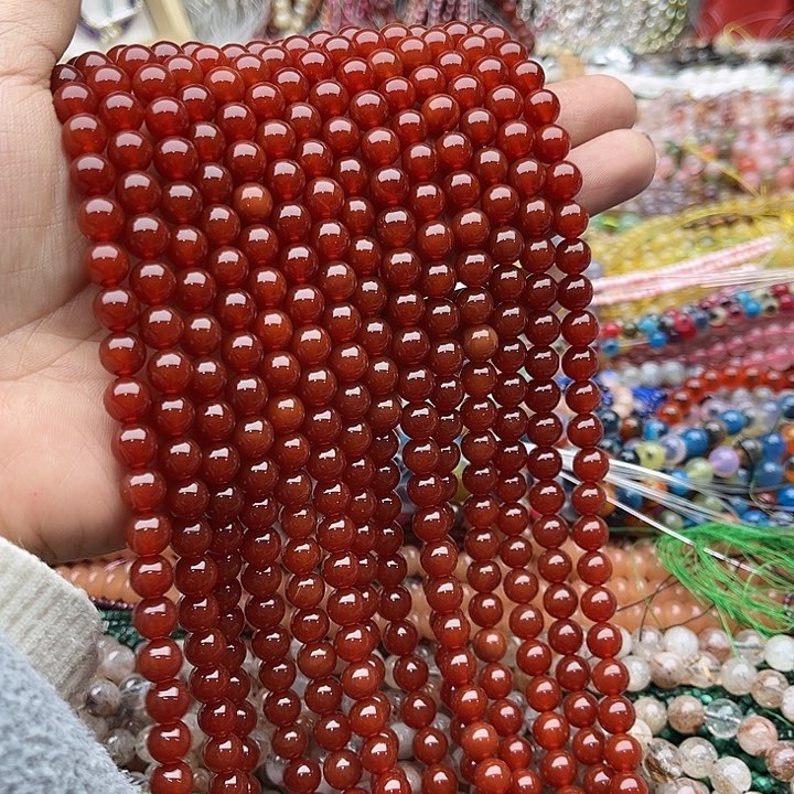 玛瑙/玉髓珠宝半成品未镶嵌一条8mm红玛瑙