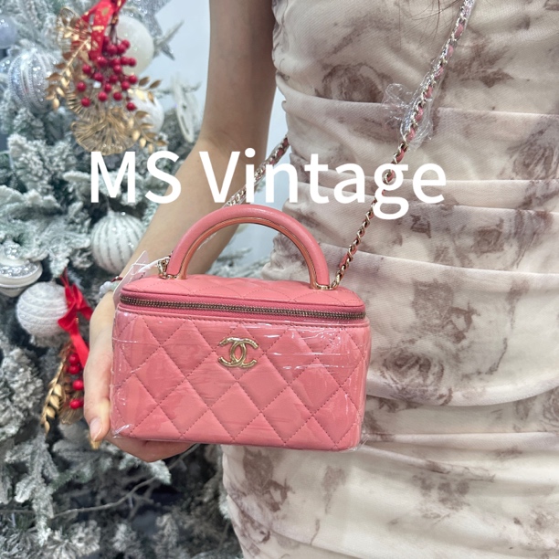 99新 Chanel/香奈儿 22a橘粉色手柄长盒子（芯片)