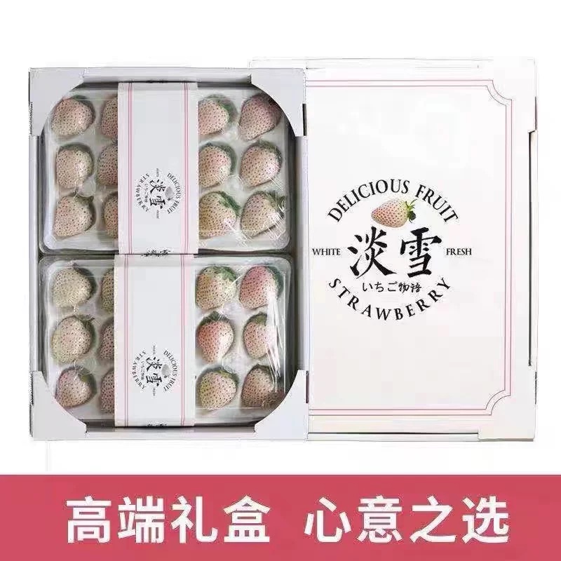 淡雪草莓礼品新鲜水果牛奶 油红颜白草莓礼盒情人节礼物京东包邮