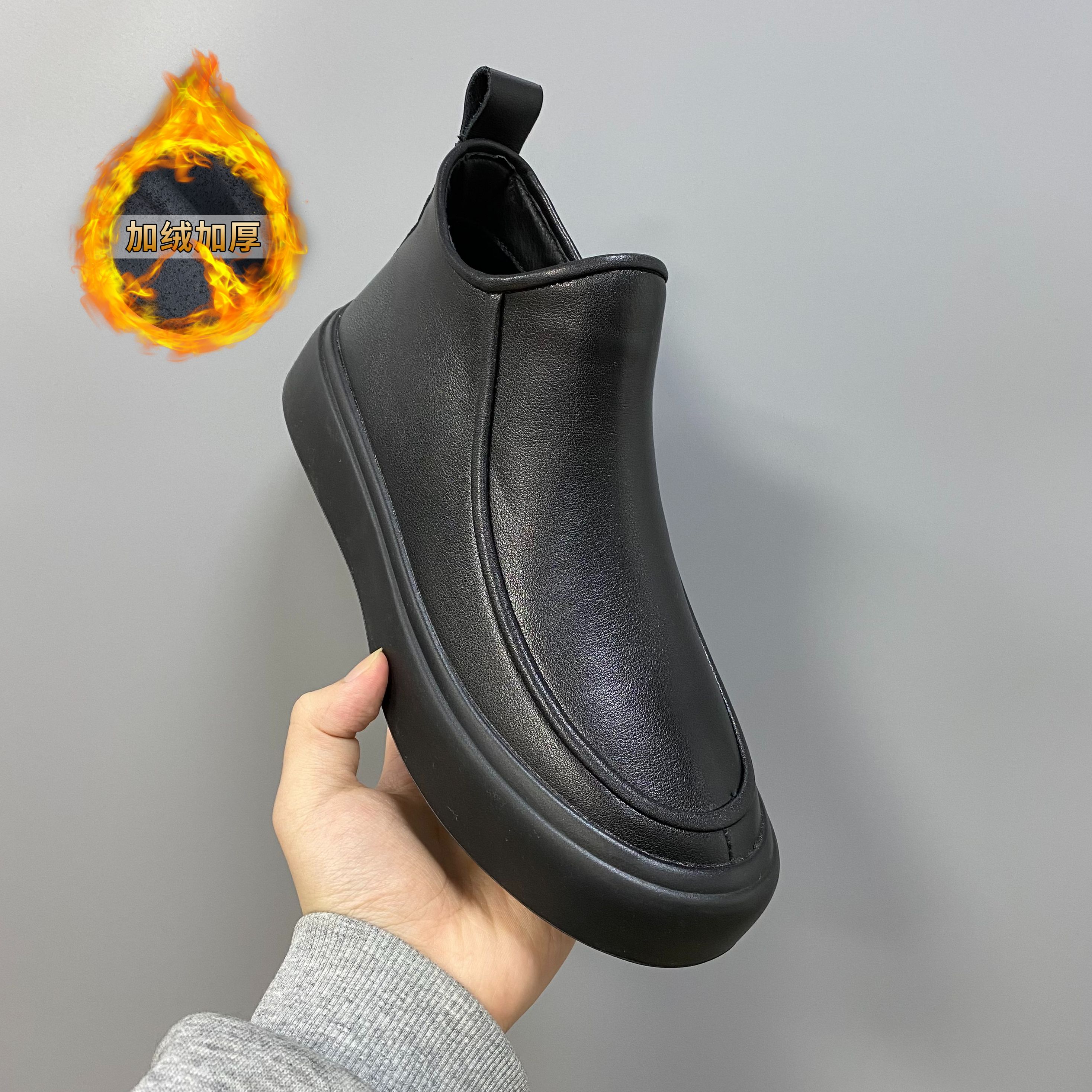 2025男士新款牛皮休闲新款加绒时尚男士牛皮侧拉链休闲男皮鞋-24