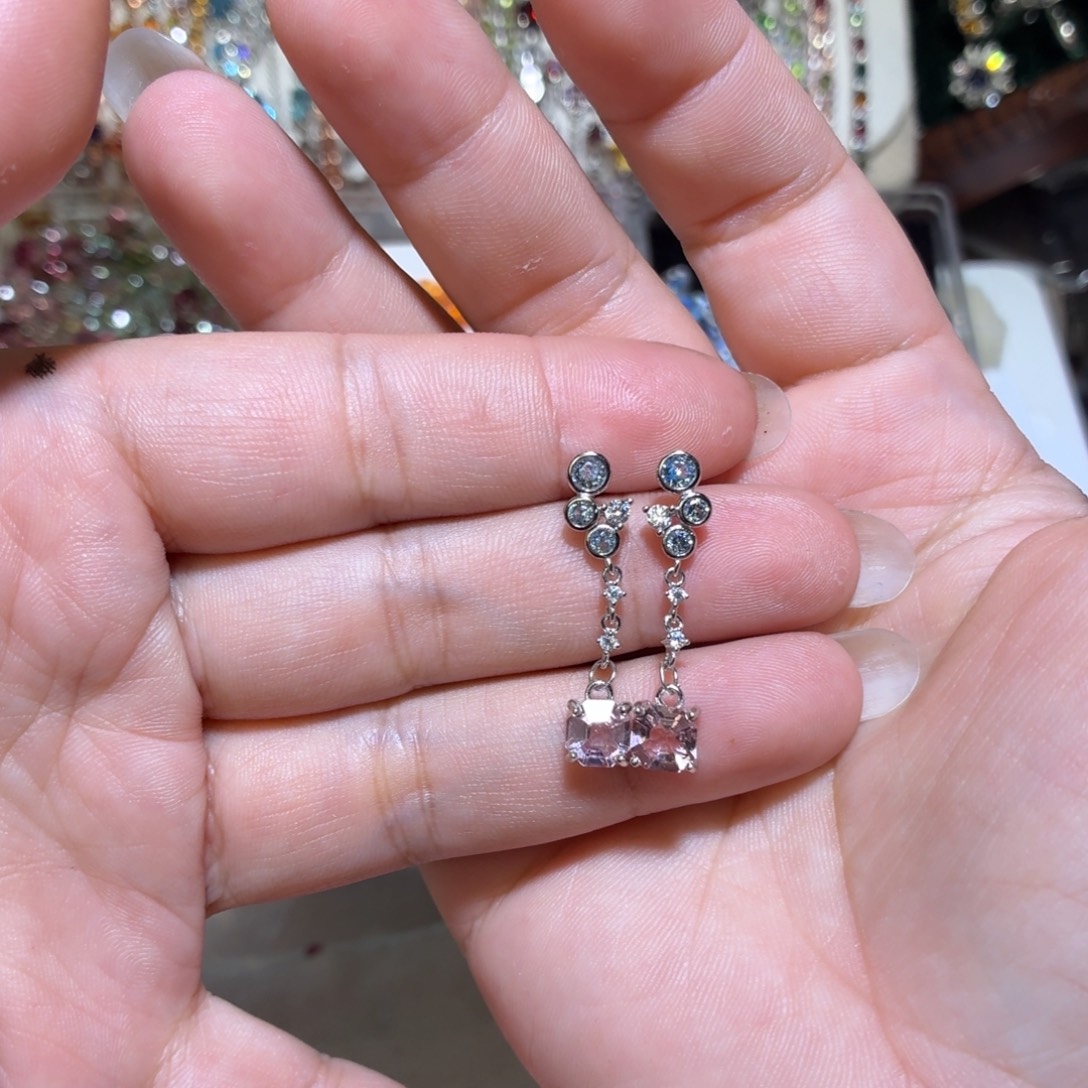 碧玺猫眼银S925镶嵌耳饰