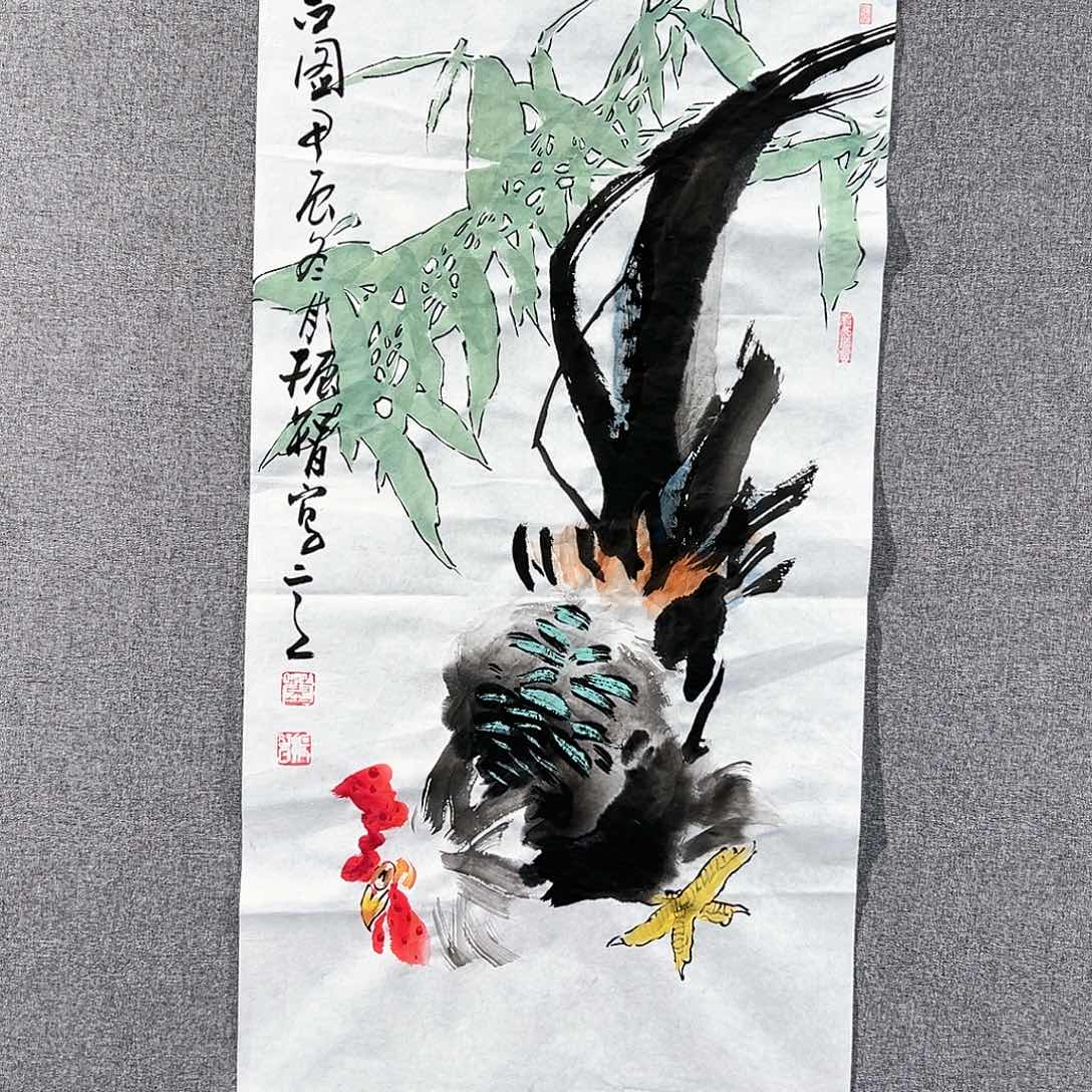 国画红袍画院手绘作品