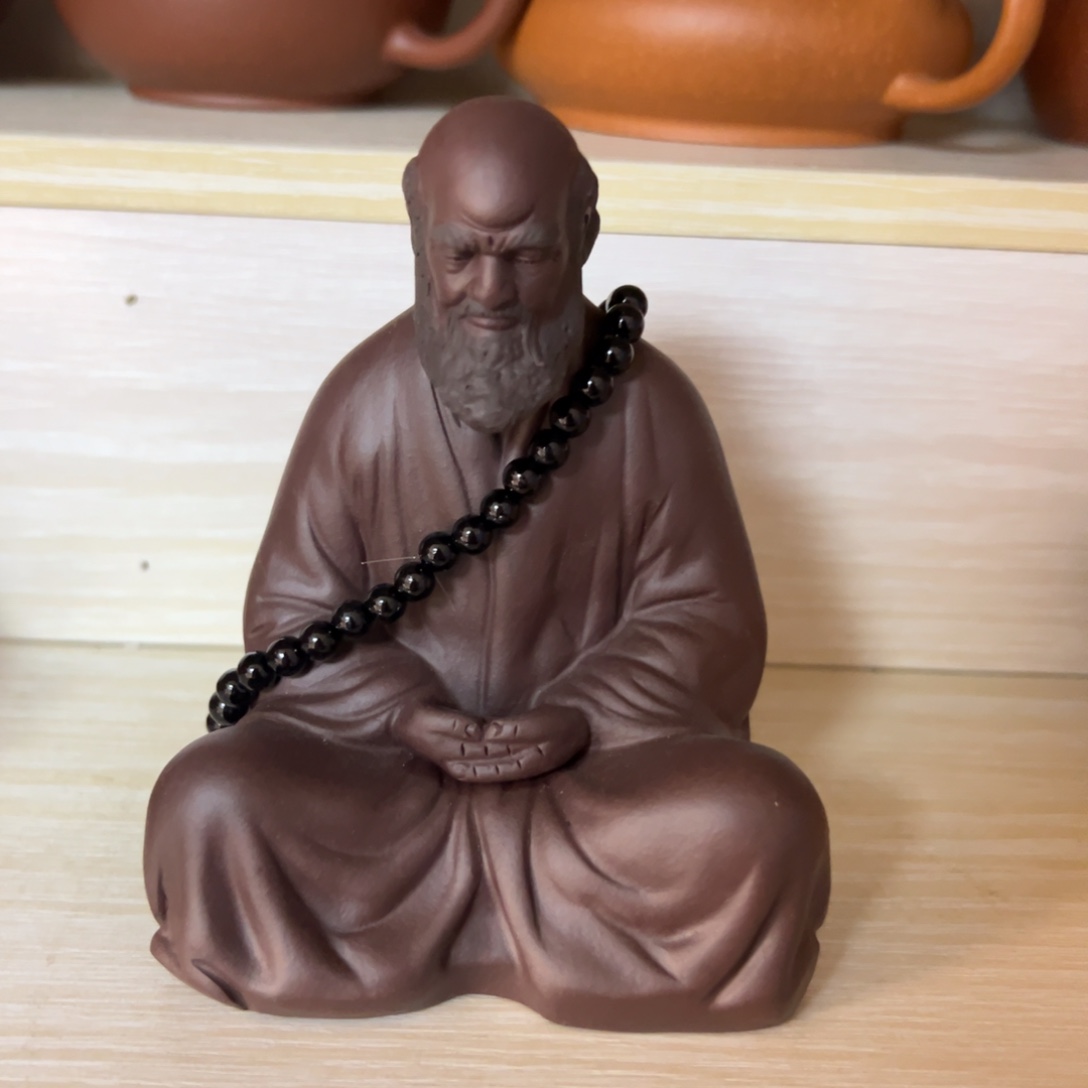 紫砂茶壶老紫泥达摩茶宠