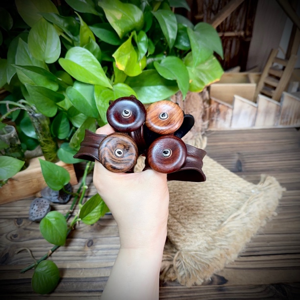 925银木质手镯 【古香古色】原创复古平安扣皮手镯（开口可调节）