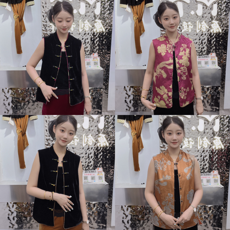 秋季轻奢新中式两面穿复古马甲女（衣长约63cm）