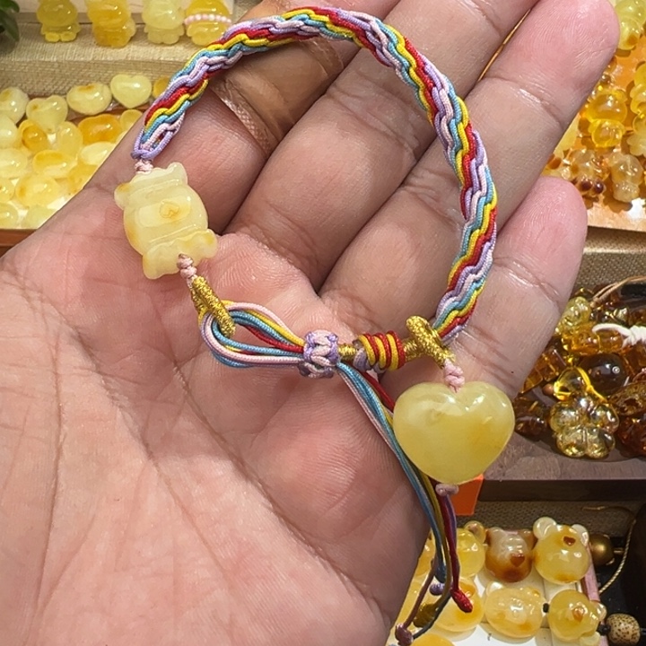 琥珀裸石未镶嵌福利手绳白蜜