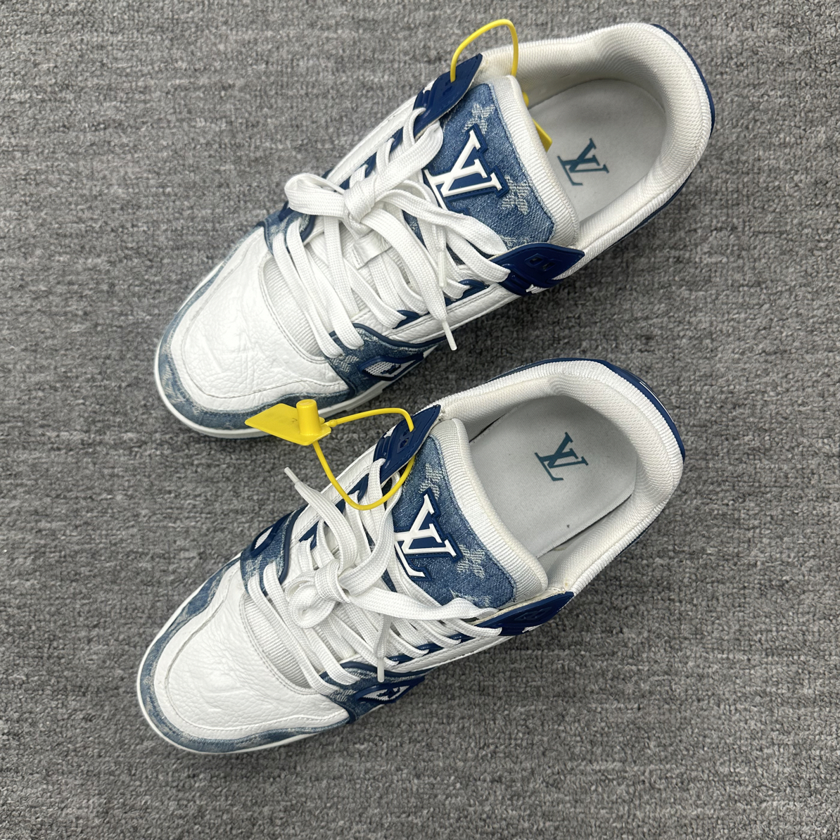 95新 LouisVuitton/路易威登 43.5 lv trainer 白蓝牛仔配色板鞋