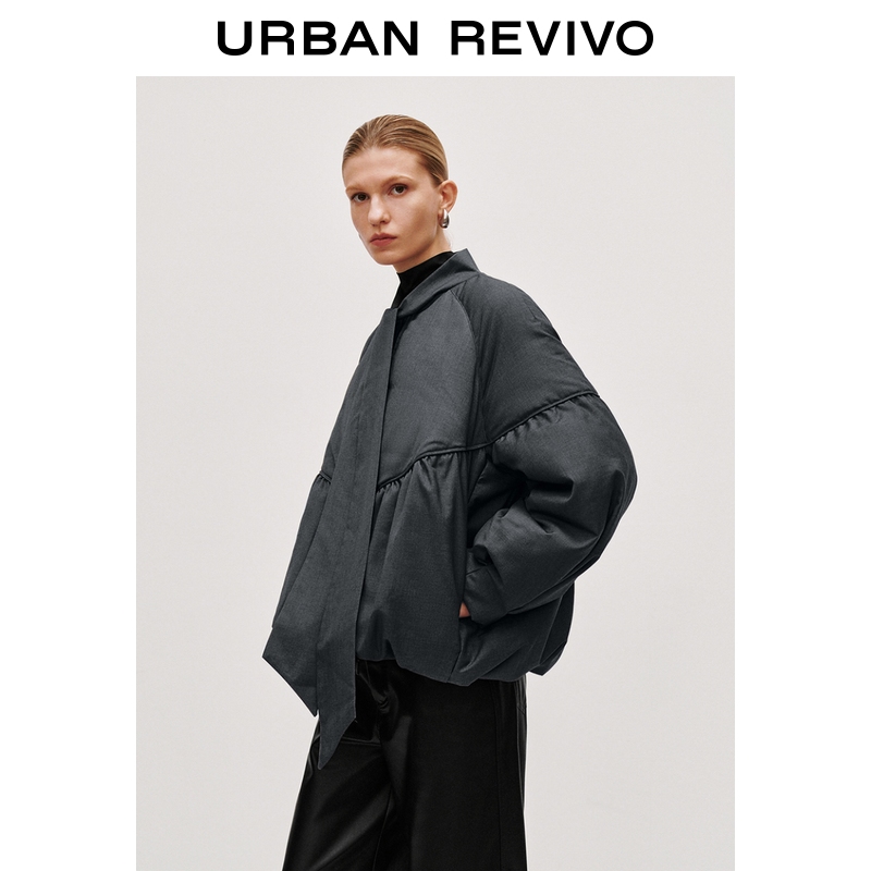 UR2025冬季新款女装魅力蝴蝶结超宽松羽绒服UWG150091+