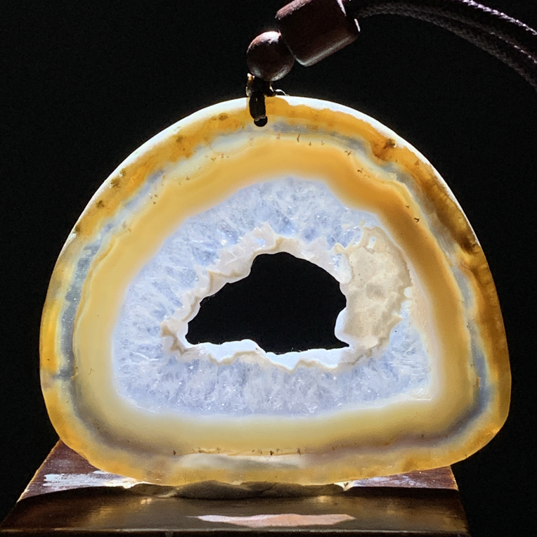 巴西玛瑙原石切片天然洞俏色毛衣链236尺寸53/64/6mm