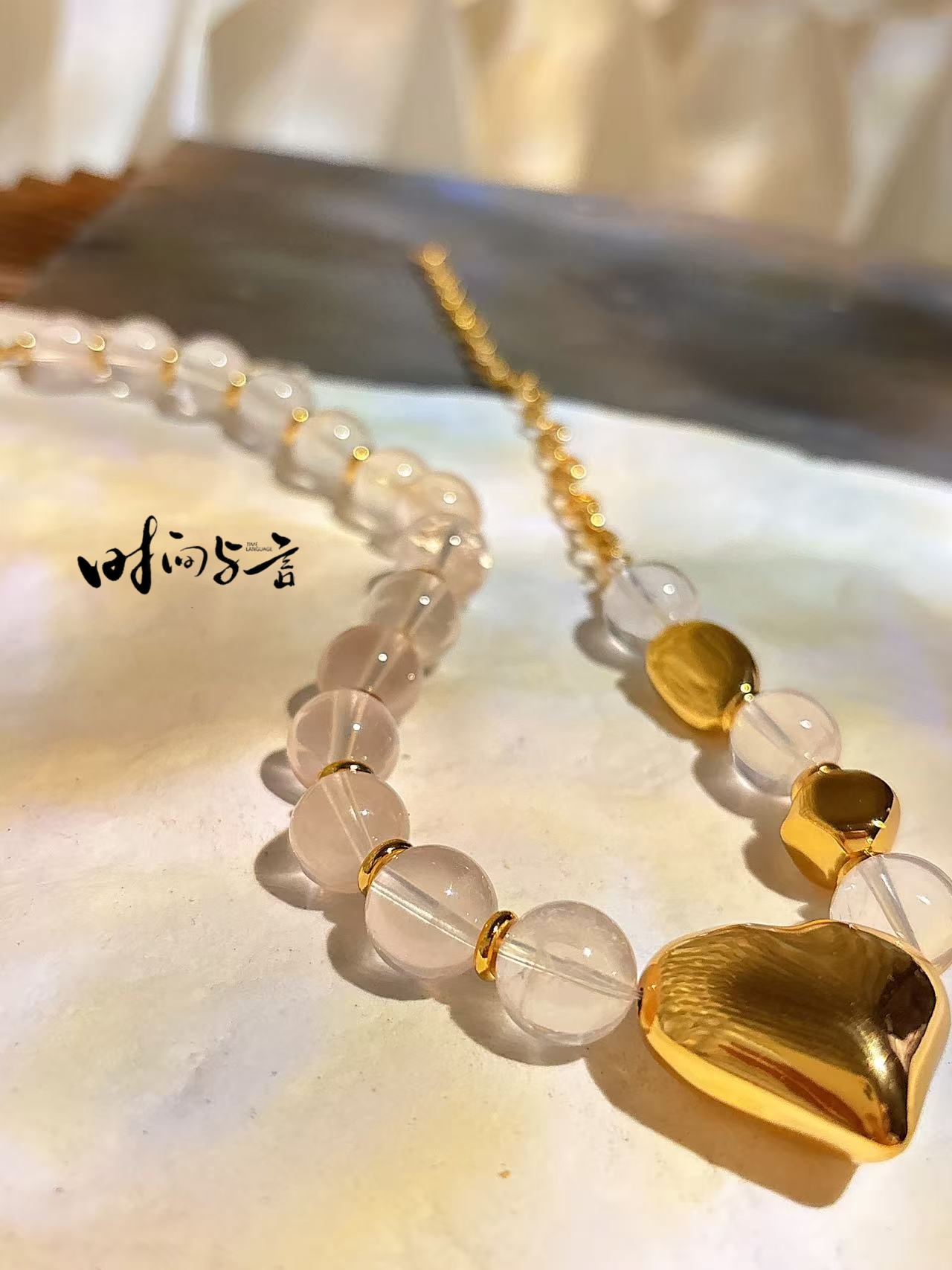 时间与言：天然莫桑比克粉水晶项链 颈链